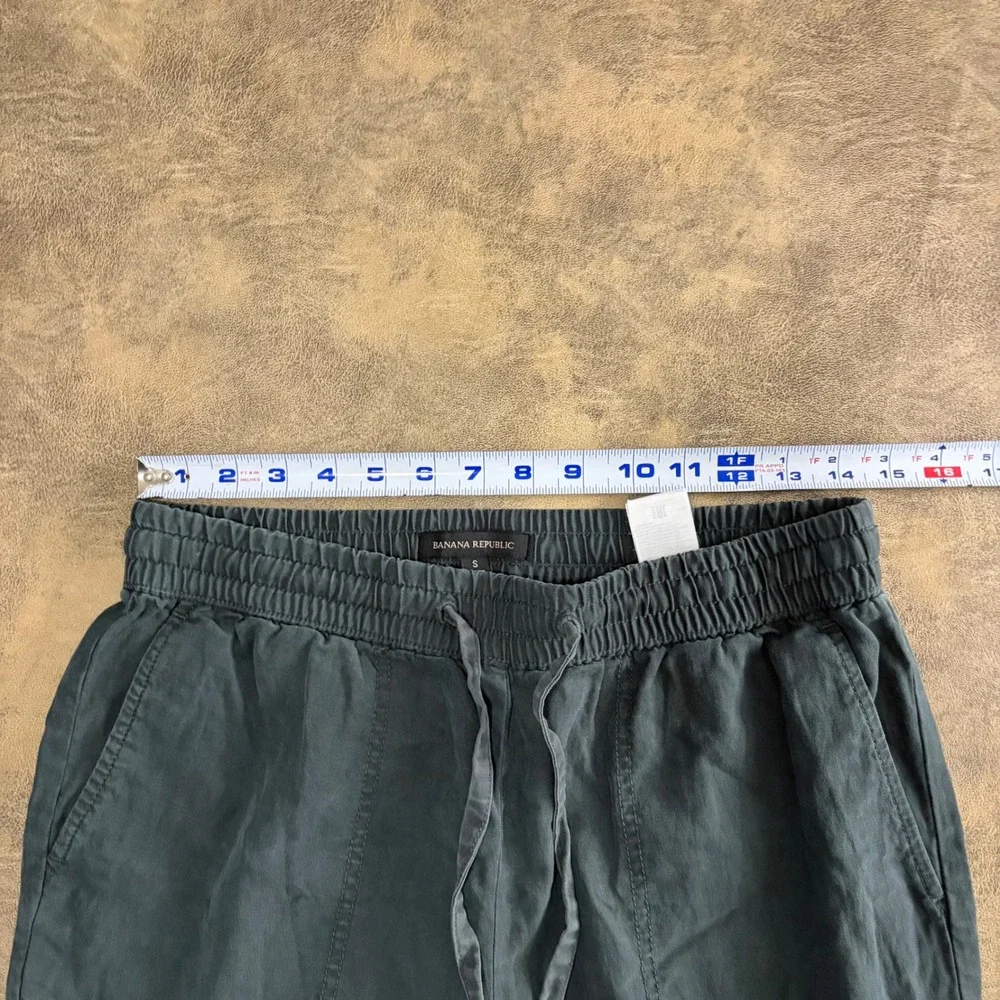 Banana Republic Luxe‎ Lounge Joggers Womens S Orca Grey Linen Blend Cargo Pants